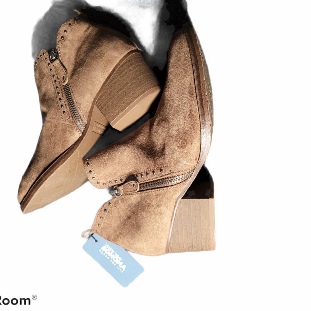 Sonoma Womens Brown Side Zip Ankle Boots Size 6 M